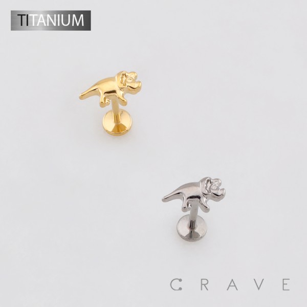 TRICERATOPS DINOSAUR CHARM TOP THREADLESS PUSH IN ASTM F136 IMPLANT GRADE TITANIUM LABRET SET TRICERATOPS DINOSAUR CHARM TOP THREADLESS PUSH IN ASTM F136 IMPLANT GRADE TITANIUM LABRET SET